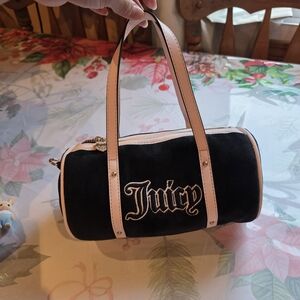 Juicy Couture Black Mini Barrel Bag with Pink Trim